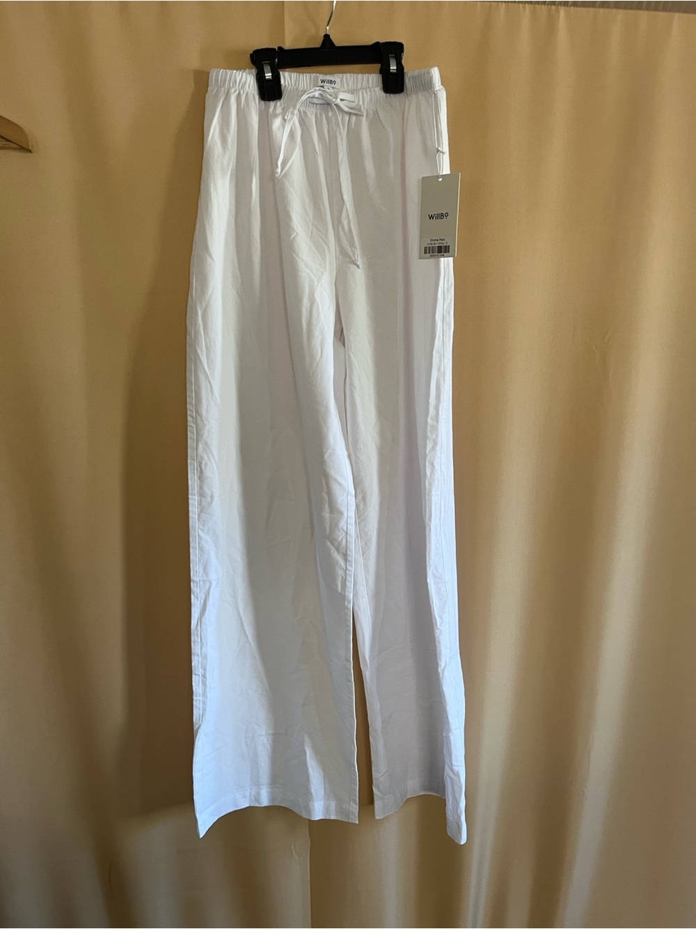 White Drawstring Boot-Cut Pants - Picture 3 of 12